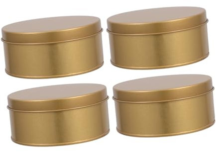 KITANDOVE 4pezzi Barattoli Metallo Dorato Per Biscotti e Caramelle Contenitori Rotondi Con Coperchio Per Organizzazione Cucina e Regali Eleganti