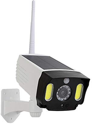 Jrifedptry Luce solare con sensore di movimento, telecamera finta impermeabile per esterni e interni, lampada da parete da giardino, COB