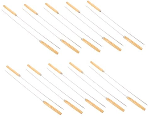 Happyyami Brochettes de Barbecue Manche en Bois en Acier Inoxydable Lot de 20 Design Antidérapant, pour Grillades et Pique-niques