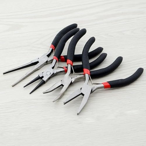 set pinze officina,orecchino a becchi tondi, orecchino a becchi curvi, per fili d'acciaio, a becchi d'ago, a becchi d'ago per il fai da te, professionisti, bricolage, riparazioni(6pcs)