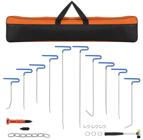 MR DIY TOOLS Rods Dent Removal Kit, 20 pcs Car Dent Repair Rods, Paintless Dent Removal Kit, Car Body Dent Repair Tool for Door Dings, Minor Dents and Hail Damage (20 pcs with 10 rods)