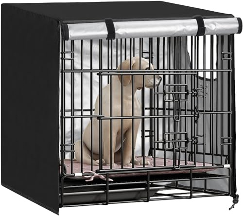 OUUTMEE Hundekäfigabdeckung Fit für 48 Zoll Draht Hundekäfig Wasserdicht 210D Oxford Stoff Hundehütte Abdeckung Winddicht Hundekäfig Abdeckung Haustierkäfig Abdeckung für Indoor Outdoor Schutz