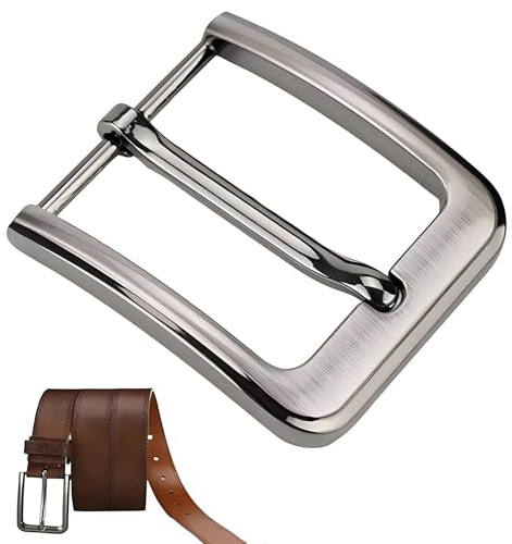 CALLYSONIC Fibbia per cintura da uomo, 40 mm Singoli denti fibbie per cinture quadrate, fibbia in metallo argentato, fibbia di ricambio per cintura da uomo e da donna