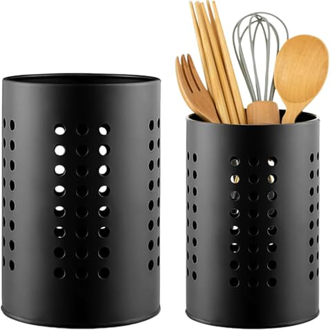 MITUMORMOR Lot de 2 porte-ustensiles de cuisine pour comptoir de cuisine, porte-couverts en acier inoxydable, panier à couverts pour organiser les ustensiles de cuisine, rangement vintage, style