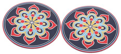 YARNOW 2stücke Klangschalenunterlage Runde Handgewebte Mit Klangschalenkissenring Als Getränkeuntersetzer Für Yoga Und Meditation