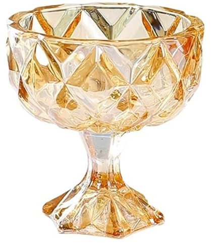 ZFIHAV Glasskålar 2 st kristallglas fruktsalladsskål hög glasskopp klart glas hantverk glasskopp kök frukost godis kakskål (brun)