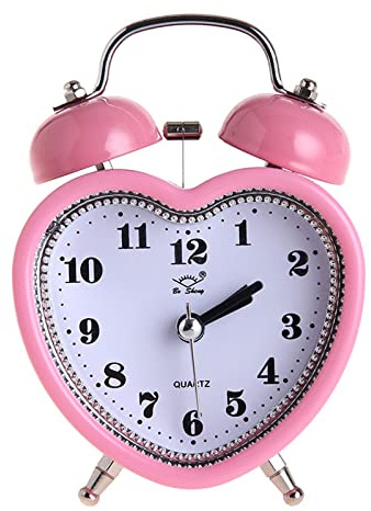 GAOFESA Réveil en forme de cœur sans tic-tac, veilleuse pour horloges pour chambre d'enfant et fille, réveil, répétition
