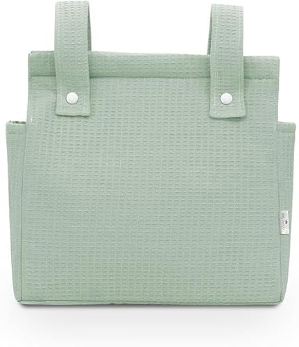 Danielstore Bolso Carrito Bebé – Bolsa Panera de Algodón para Carro de Bebé, 34x34 cm, 2 Compartimentos con Cremallera, Organizador para Paseo