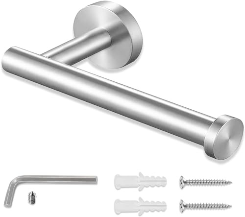 REMMUSSS Porta Carta Igienica, Portarotolo Bagno in Acciaio Inox, Portarotolo Carta Igienica, Porta Rotolo Carta Igienica da Parete Montaggio a Viti per Bagno Toilette Cucina, Finitura Opaca Argento