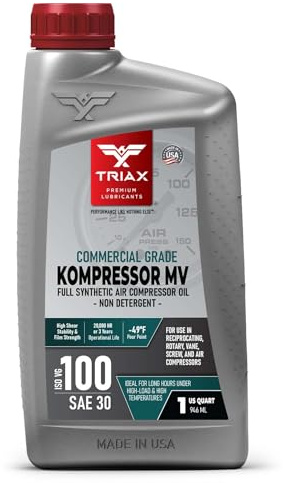 TRIAX Kompressor MV ISO 100 SAE 30 Aceite Compresor Aire Sintético - Para Compresores Rotativos Tornillo Paletas y Reciprocantes - Servicio Industrial Alta Temperatura
