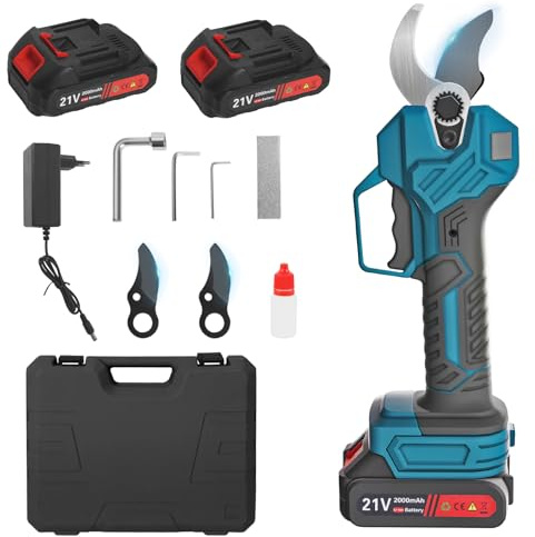 Fanmuran Sécateur Électrique Sans Fil 40mm Sécateur à Batterie 21V 2000mAh, Cisaille de Jardin Légère pour Arbres et Vignes