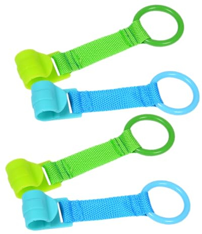 Hoement 4 piezas Anillas para Cunas y Parques Colgantes para Bebés Ayuda para Aprender Caminar Seguridad Infantil Azul y Verde