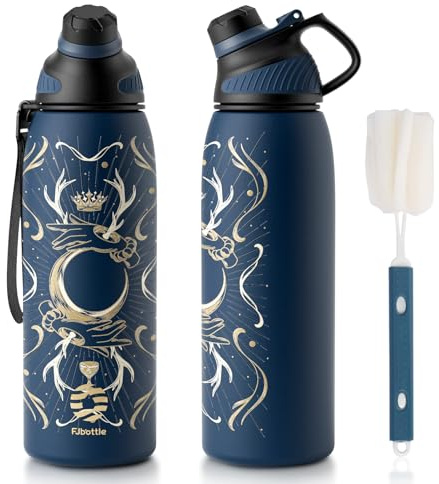 Fjbottle Borraccia Termica 1L Acciaio Inox con Tappo Magnetico per Sport | Senza BPA, senza perdite, spazzola inclusa, ideale per palestra, lavoro e trekking