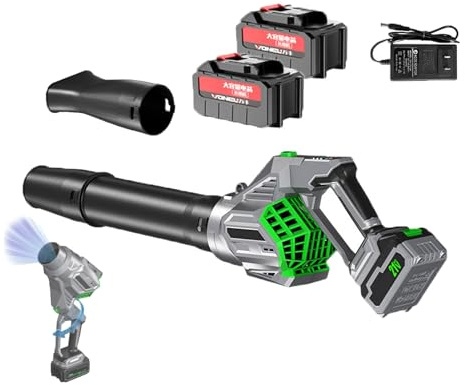 Soplador de Hojas a batería, Soplador sin Cables 690CFM, Soplador eléctrico con 2×21V 4Ah Baterías, Portátil, 180° Giratorio para Césped, Patio, Jardín, Nieve