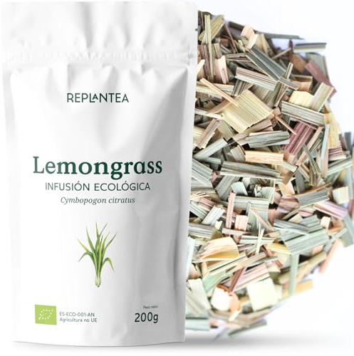REPLANTEA Infusión de Hierba Limón (Lemongrass) Ecológica 200g | Té Cítrico Refrescante y Digestivo | Ingrediente Detox Natural | Cymbopogon Citratus a Granel