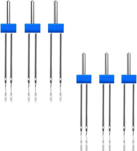 2 Set di 3 Aghi Gemelli per Macchina da Cucire, 6 Pezzi di Aghi Gemelli Doppi Elasticizzati per Accessori di Macchina da Cucire Domestica, 3 Misure Miste 2.0/90, 3.0/90, 4.0/90