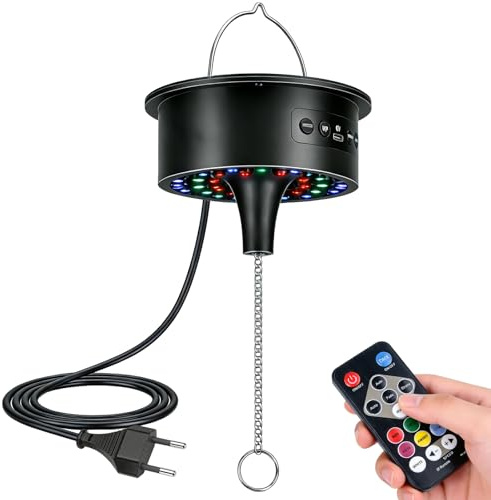 Moteur pour Boule à Facettes avec Télécommande, 30 LEDs RGB, Vitesse Réglable, Mode Audio/Auto, Moteur Disco pour Boule Miroir 10–40 cm, Effet Lumière DJ Fête Mariage (Boule Non Incluse)