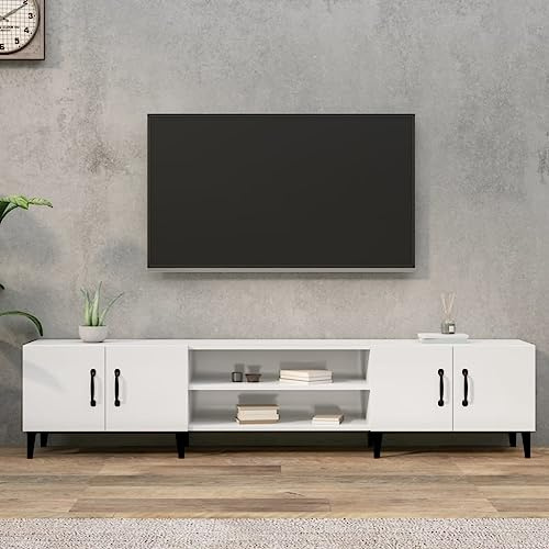 le TV-stativ – Ele White Gloss 180 x 31,5 x 40 cm, Sk Plywood design för vardagsrum och sovrum, bärbart TV-skåp, modern päls för hemunderhållning