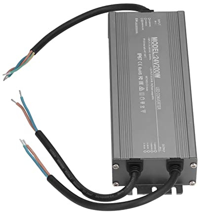Qudinip Fuente de Alimentación a Prueba de Agua, Transformador de Controlador LED Duradero de 200W para Tiras de Luz LED y Cámaras de Vigilancia, Aleación de Aluminio (24V)