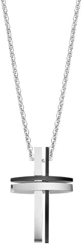 LOTUS STYLE Cadena Acero Inoxidable Hombre de 316l Colgante Cruz - Diseño Sofisticado y Resistente al Agua 500.00 mm LS1984-1/1 Collar Hombre - Regalo de Cumpleaños, Día del Padre y Ocasión Especial