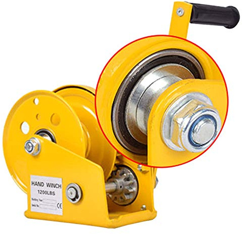 LXYYSG Handseilwindemit mit Lager, Multifunktion Mini Seilwinde Hand mit Automatisch Bremse, Bootswinde 1200lbs Handwinde mit Seilzug und Stahlhaken für Frachtabfertigung Heben, Traktion