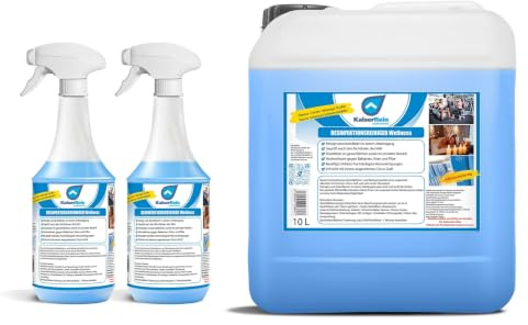 KaiserRein Desinfektionsreiniger Wellness 10 L Kanister inkl. 2 x 1 L Sprühflasche Set Desinfektionsmittel für Oberflächen, Liegen, Türklinken, Fitnessgeräte, Toiletten usw.