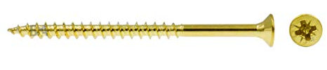 IROX Lot de 20 vis longue 4 x 70 mm, filetage partiel 50 mm, acier laiton, tête cruciforme, Pozidriv PZD, plate, évasée, vis pour bois et aggloméré, 4 x 70 panneaux