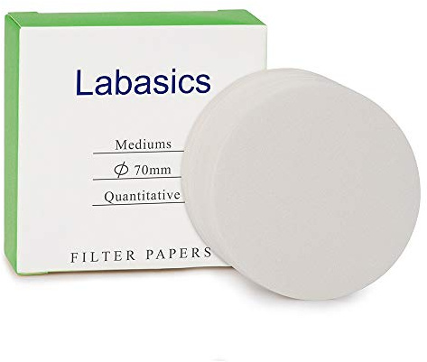 Labasics Cercles de Papier Filtre Quantitatif, Papier Filtre en Cellulose de 70 mm de Diamètre avec une Vitesse de Filtration du Milieu de Rétention des Particules de 20 Microns, Paquet de 100