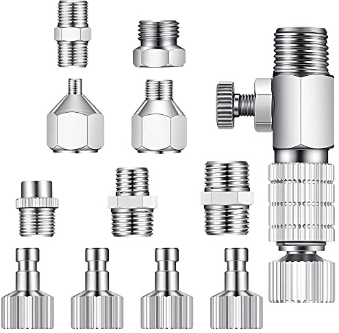 13 Pieces Airbrush Adapter Set, Including Airbrush Adapter Kit Quick Release Disconnect Fitting Connector Set for Air Compressor and Hose