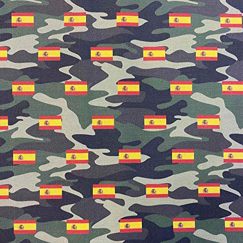 Kt KILOtela - Patchwork-Stoff – Digitaldruck – 100% Baumwolle – Breite 140 cm – Länge wählbar 50 in 50 cm | Spanische Flagge rot Militär Camouflage