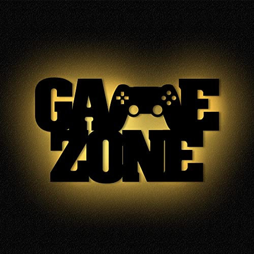 Namofactur Gamezone Deko Gamer Zimmer Wand I Wandlampe Geburtstag Gamer I MDF Holz Dekoration Batteriebetrieb