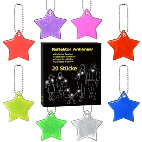 DealKits Sicherheits Reflektor Anhänger, Schlüsselanhänger, Kinder Reflektor Anhänger für Puppensitze Rucksack Handtasche Jacken Rollstuhl Gehen Laufen Mitgebsel