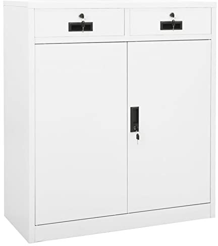 ZEYUAN Büroschrank, Aktenschrank, Werkzeugschrank, Metallschrank, Stahlschrank, Kellerschrank, Universalschrank, Lagerschrank, Weiß 90x40x102 cm Stahl
