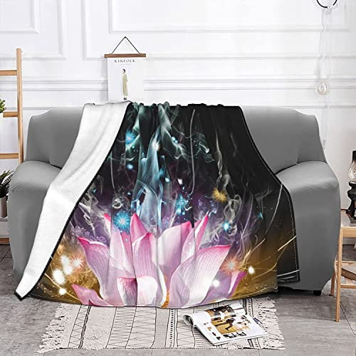 3D Kuscheldecke 130x150 Flanell Fleecedecke Lotus Decke Botanik, Flauschig Mikrofaser Wohndecke Rosa, für Sofadecke Couchdecke Sofaüberwurf Bettüberwurf