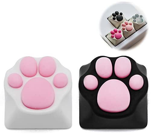 2X Keycap Tastenkappen für Mechanische Esc Katzenpfote Metall Tastatur Custom Cherry MX Gaming Keycaps Keyboard Geschenk für Freund Spielbegeisterte Weiß und Schwarz