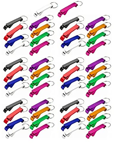 50 Uds Llavero Abrebotellas Compacto Llavero, Mini Abridor de Bebidas de Cerveza de Bolsillo de Aleación de Aluminio Abridor de Botellas de Metal Colorido