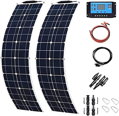 GEHPYYDS Kit SystèMe Panneau Solaire Flexible 400w 600w 800w 1200w, Module PhotovoltaïQue Monocristallin pour Charge Batterie 12-24v, avec ContrôLeur Charge 40A, pour La Maison, Le Camping,400W