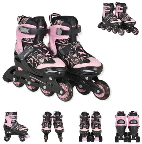 Byox Inliner 2 in 1 Double pink Rollschuhe, PU-LED-Räder, Verschiedene Größen S (Gr.30-33)