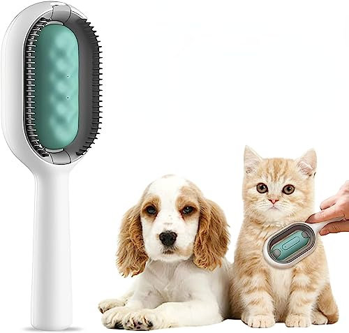 Dog Brush with Water Tank Pet Hair Removal Comb Add Essence Liquid Massage Portable Professional Cat Brushes Pet Hair Remover for Grooming &Cleaning (Longhair, Blue)