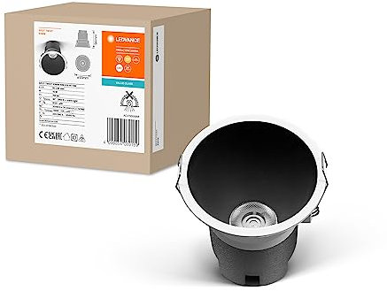 LEDVANCE Downlight empotrable SPOT TWIST, negro, 10W, 800lm, 830 WT, 93 mm de diámetro, color de luz blanco cálido, 90% menos consumo de energía en comparación con los downlights halógenos, 3000K