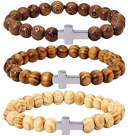 Eigso Holzperlen Armband Herren Damen 8mm für Meditation Buddhist Handgelenk Weihnachtsgeschenke