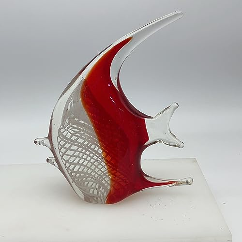 DECRZPB Farbige Glasurkunst rote Tropische Fische Glasfigur handgefertigt Briefbeschwerer aus geblasenem Glas Geschenk für Geburtstag Heimdekoration Tischdekoration