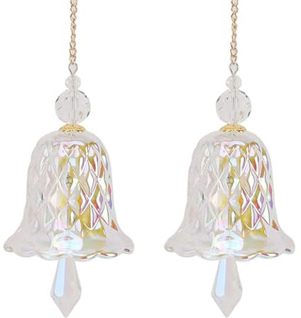 PenRux Crystal Bell, Colorful Crystal Bell Exquisite Transparent Crystal Bell Geometric Type Colorful Glass Bell for Home Wedding Garden Christmas Photography Decorations