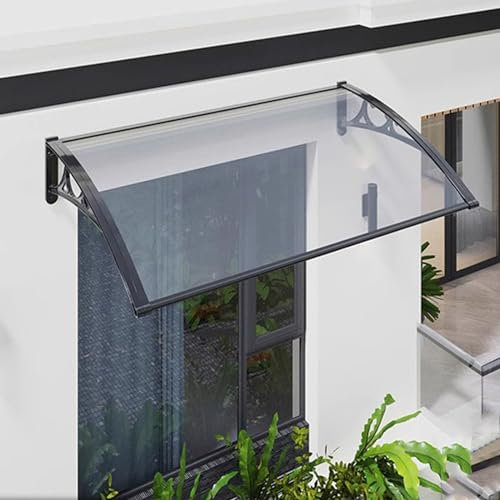 Vordach Überdachung Haustürvordach Pultvordach aus Aluminium und Polycarbonat,Vordach für Haustür,Transparentes Pultbogenvordach,für Garage Balkon Fenster Haus,Uv Beständig (80x260cm/32 x102)