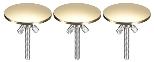 sourcing map Kitchen Sink Hole Covers, 3Pcs - Zinc Alloy Faucet Hole Cover, Soap Dispenser Hole Cover for Washbasin Sink Countertop Counter Space (Champagne Gold)
