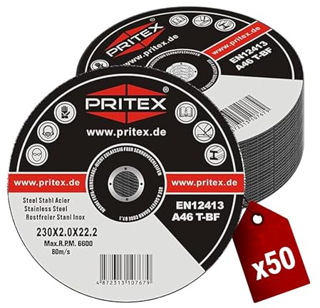 PRITEX Trennscheiben Metall 230x2.0 mm, gerade Inox Flexscheiben, 50 Stk.