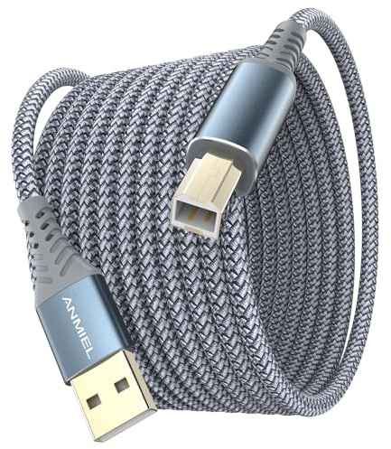 ANMIEL 10ft USB 2.0 Type A Male to B Male Nylon Braided High Speed Printer Scanner Cable for HP, Canon, Dell, Epson, Lexmark, Xerox and More