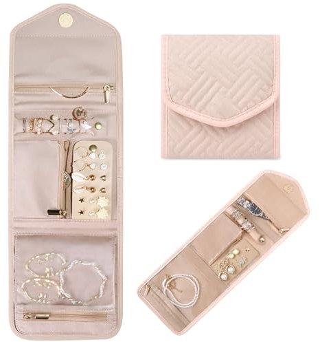 Aucuu Gioielli Rotolo, Organizer Pieghevole per Gioielli da Viaggio, Portagioie con Organizzatore per Bracciali, Orecchini, Anelli e Collane