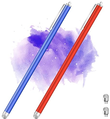 iMoebel Tablet Stift 2 Pack Faserspitze Touchscreen Stifte Verlängert 18,5CM mit Clip, Universal Passiv Stylus Touch Pen kompatibel mit kapazitiven Touchscreens Handys Tablets