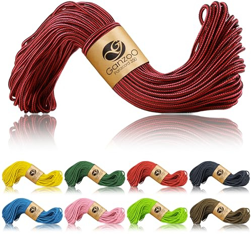 Ganzoo Paracord 350 kärnmantelrep 2,5 mm typ 1, nylon/polyester-mantel och nylonkärna, röd-svart, 30 m, utomhussnöre för tältsnörning, knutar, armband, nyckelband, takling, hundhalsband och hundkoppel